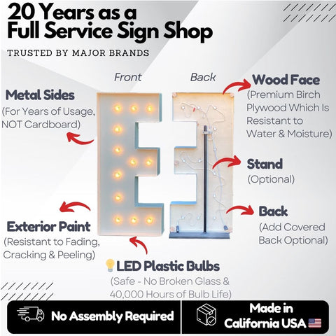 Custom Marquee Sign Shape Logo Symbol | 4ft Wooden Marquee Letters 3ft Metal Marquee Letters 5ft Metal Light Up Letters 6ft Marquee Number