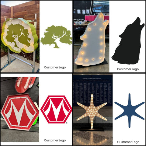 Giant Light Up Flower | Custom Marquee Logo Sign Shape Symbol | 4ft Wood Marquee Letters With Lights 3ft Metal Marquee Letters