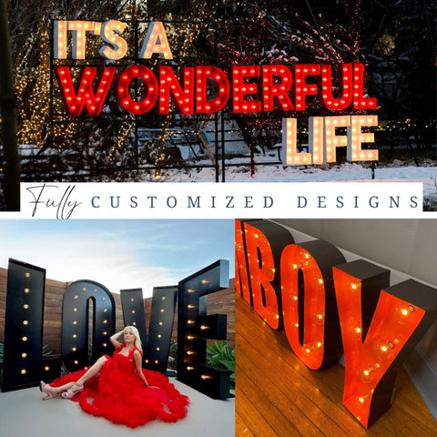 Custom Marquee Sign Shape Logo Symbol | 4ft Wooden Marquee Letters 3ft Metal Marquee Letters 5ft Metal Light Up Letters 6ft Marquee Number