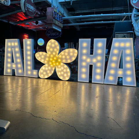 Giant Light Up Flower | Custom Marquee Logo Sign Shape Symbol | 4ft Wood Marquee Letters With Lights 3ft Metal Marquee Letters