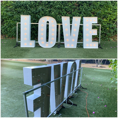 Marquee Letters Metal Stand for Giant Light Up Letters 3ft 4ft 5ft Tall (Set of 2 Metal Frames)