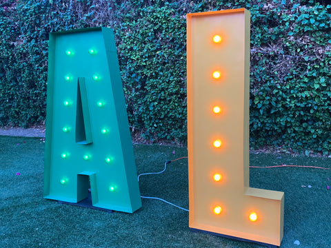 ALOHA Giant Marquee Letters 4ft 5ft Tall | ALOHA Marquee Sign | Large Marquee Letters with Lights | Hawaiian Wedding Birthday Decorations
