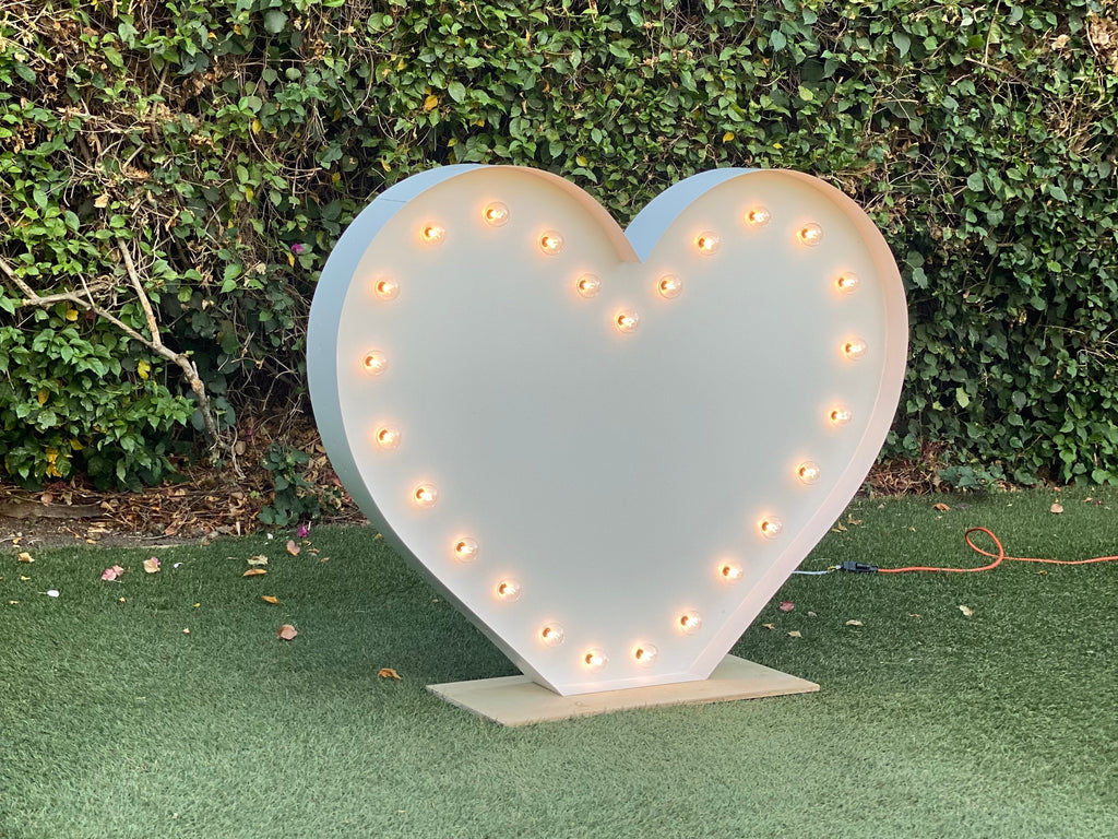 Giant 4ft tall Marquee Heart Shape Symbol | Light Up Marquee Heart