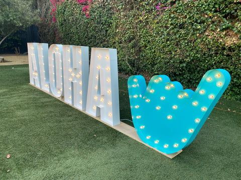 Giant Shaka Shape Symbol Light Up Sign | ALOHA Large Light Up Letters ...