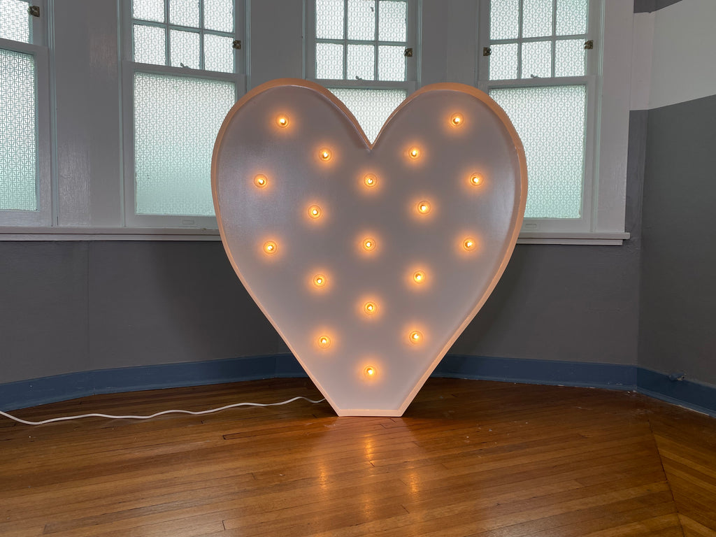 Giant 4ft 5ft tall Marquee Heart Shape Symbol | Light Up Marquee Heart
